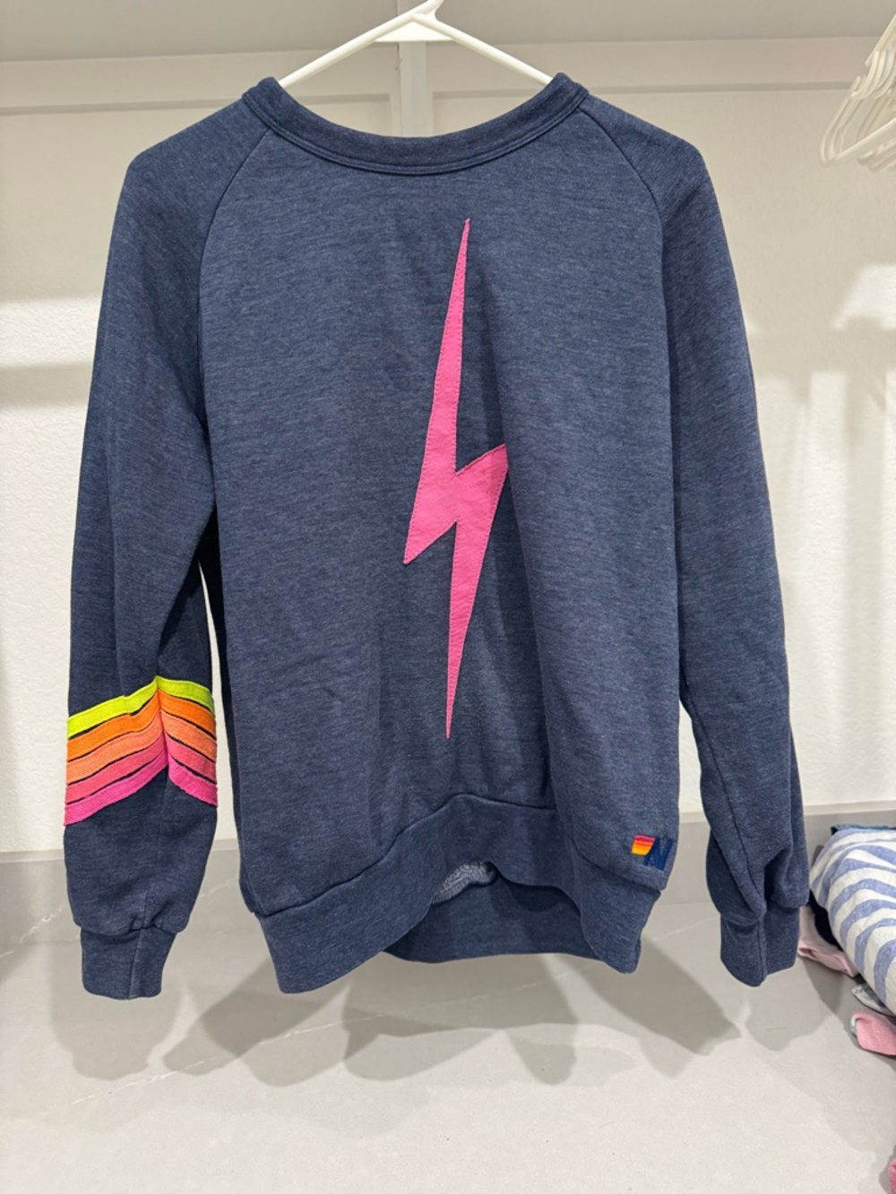 Aviator Nation Navy Blue Hoodie with Yellow Accent